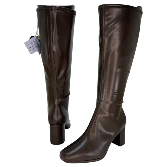 Aerosoles Micah Brown Faux Stretch Leather Knee High Womens Boots Size 9.5W - Picture 10 of 12